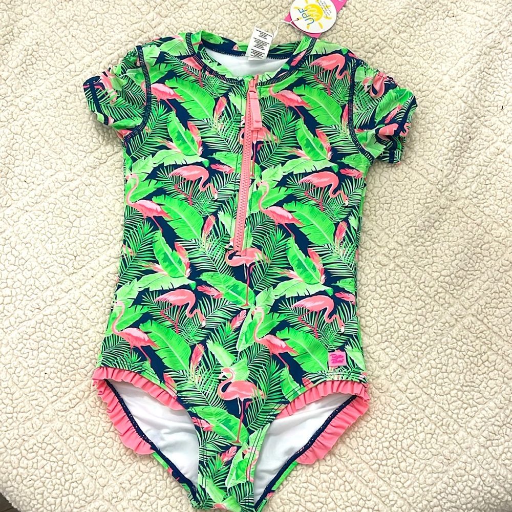 Ruffle Butts Size 10 Swimsuit Girl Flamingo One Piece